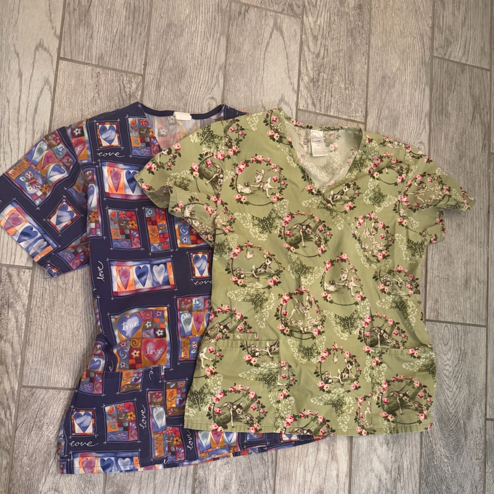 Disney Bambi Green Scrub Top Bundle